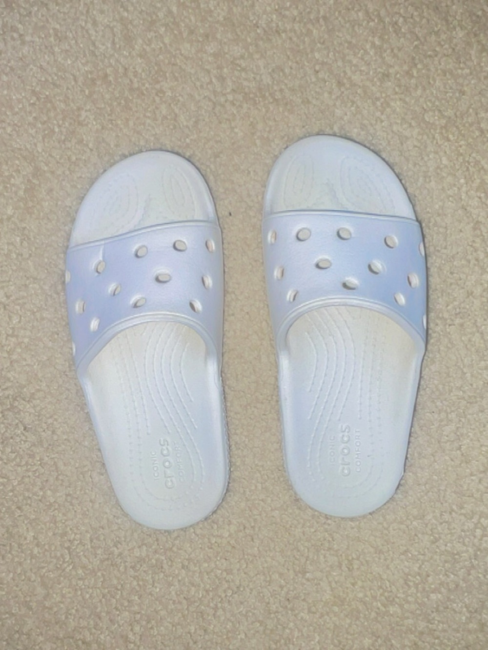 Kids white Crocs slides size 12